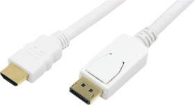 Adapter cable, 2 m, white, DisplayPort plug, straight to HDMI plug type A, straight, CV0055