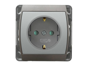 GAZELA Gniazdo pojedyncze z uziemieniem schuko z przesłonami srebro + tytan GP-1JSP/m/18/23 OSPEL