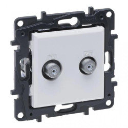 Niloe Step Gniazdo podwójne 2xTV typu F końcowe do instalacji typu gwiazda 1,5dB biały 863176