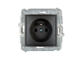 ICON Mechanizm gniazda pojedynczego z uziemieniem 2P+Z z przesłonami grafitowy 11IGP-1zp KARLIK