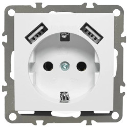 QUADRA Gniazdo SCHUKO +2x USB białe
