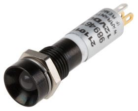 Lampka kontrolna do montażu panelowego 12V dc Zielony, Czerwony, Żółty 8mm LED Czarny Końcówka lutownicza RS PRO