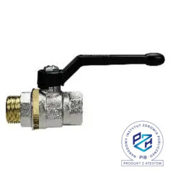 Zawór kulowy G 1/2 GW - G 1/2 GZ PN25, mosiądz niklowany, PTFE