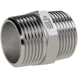 Double threaded nipple, L 33.5 mm, 20 bar, stainless steel, for pipe systems, 118253