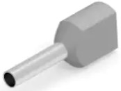 Insulated wire end ferrule, 2 x 0.75 mm², 15 mm/8 mm long, DIN 46228-4, gray, 966144-2