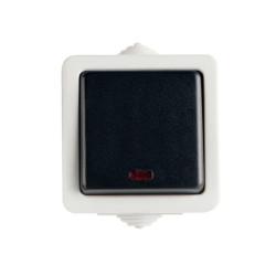 TEKNO Łącznik jednobiegunowy śrubowy z podświetleniem LED 10AX 250V szary IP54 25353