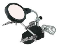 UM265.14 Uchwyt do płytek - tzw. trzecia ręka z lupa ("gęsia szyja"): lupa, uchwyty, podstawka pod lutownicę (Donau)