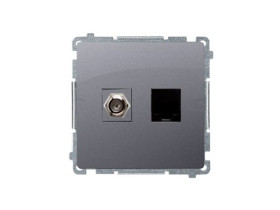 SIMON BASIC Gniazdo antenowe typu "F" + RJ45 kat.6 (moduł) stal inox BMAFRJ45.01/21 KONTAKT SIMON