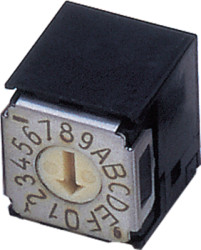 Encoding rotary switch, 16 pole, hexadecimal, angled, 100 mA/5 VDC, SA-7051A