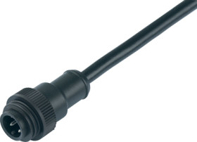 Sensor actuator cable, RD24 cable plug, straight to open end, 6 pole + PE, 2 m, PVC, black, 8 A, 79 0235 20 07
