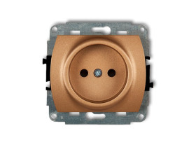 TREND Gniazdo pojedyncze bez uziemienia (przesłony torów prądowych) złoty metalik 8GP-1p KARLIK