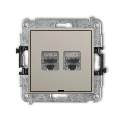 ICON Mechanizm gniazda komputerowego podwójnego 2xRJ45, kat. 8, ekranowany, 8-stykowy, bez pola opisowego taupe 60IGKBO-12