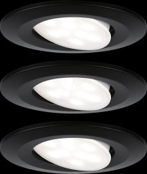 99991 Calla recessed light, 6 W, 4000 K, round, matt black, set of 3
