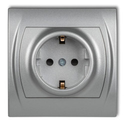 LOGO Gniazdo pojedyncze z/u SCHUKO srebrny metalik 7LGP-1sp