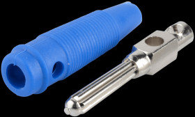 Bunch plug, 4 mm, screw-in, cross-hole, blue