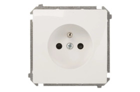 Simon Basic Gniazdo pojedyncze z/u 16A IP20 z przesłoną torów białe BMGZ1z.01/11
