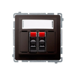 Simon Basic Gniazdo głośnikowe podwójne z polem opisowym czekoladowy BMGL3.01/47