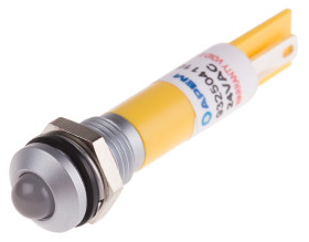 Lampka kontrolna do montażu panelowego 24V ac/dc, Żółta 8mm LED Chrom Końcówka lutownicza RS PRO