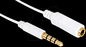 84480 Jack, 3.5 mm, plug/socket, 4-pin, iPhone, 1.0 m, white