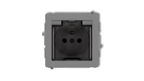 Deco Gniazdo Bryzgoszczelne Z/U (Klapka Dymna) Szary Mat 27Dgpb-1Zdp