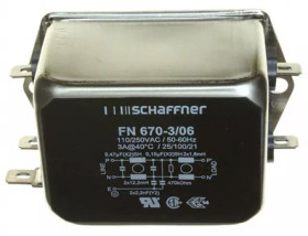Filtr EMI 3A 1-fazowy 470kΩ 250 V AC DC → 400Hz 1,8 mH, 12,2 mH Schaffner Montaż w obudowie