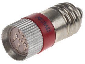 Lampka kontrolna Czerwony 12V dc E10 LED średnica 10mm długość 28mm
