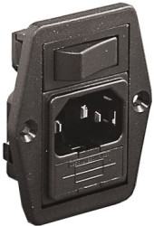 Combination element plug C14, 3 pole, screw mounting, plug-in connection, black, BVB01/Z0000/02