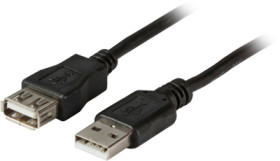USB 2.0 extension cable, USB plug type A to USB socket type A, 1 m, black, K5248SW.1V2
