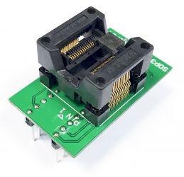 Adapter SSOP28 / TSSOP28 (R=0,65mm / W=250mils) -->DIL28 (R=2,54mm / W=300mils) Open Top ZIF