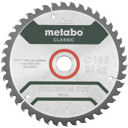 Metabo 628027000 Precision-cut carbide Saw blade 165x20mm 42 cogs