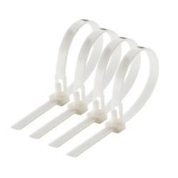 Opaska kablowa wielokrotnego użytku 8x250mm, biały (100 szt/op) (37-176)