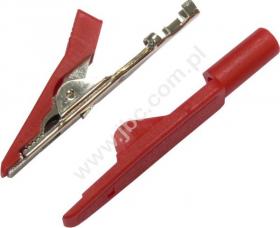 MA1 CRIMP RT, Krokodylek izolowany, mini, typ crimp - przyłącze zaciskane, rozwarcie 7mm, czerwony L=41,5mm, 60V DC, ok. 5A, 930