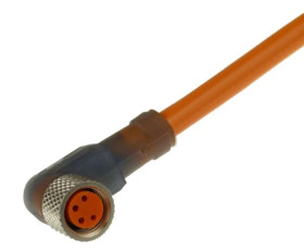 Kabel konfekcjonowany M8 jednostronnie 4-pinowy złącze żeńskie kątowe samoblokujące gwintowane PVC RKMWV 4-07/2 M