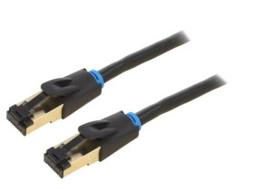Patch cord S/FTP Cat 8 OFC PVC czarny 15m Pokrycie: złocony IKABN