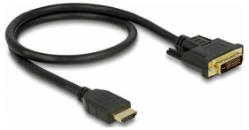 Delock HDMI / DVI kabel Wtyczka HDMI-A, DVI-D 24+1pin. Złącze 0.5 m czarny 85651 potrójne ekranowanie, styki pozłacane K