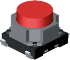 Short-stroke pushbutton, Form A (N/O), 50 mA/12 VDC, unlit , actuator (black), 3.43 N, SMD, TP36B13STR
