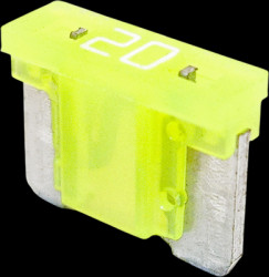 Automotive flat fuse, 20 A, 58 V, yellow, (L x W x H) 10.9 x 3.8 x 8.7 mm, FLP7020