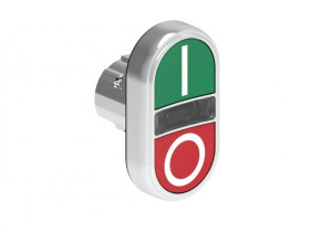 Metalowy przycisk fi22mm 2 klawiszowy samoczynny powrót 2 kryte, podświetlany Zielony-Czerwony I-0 LPSBL7123