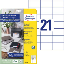 Avery-Zweckform 3652-10 Etykieta uniwersalna 70 x 42.3 mm Papier biały 210 szt. Trwały Drukarka atramentowa, Drukarka La