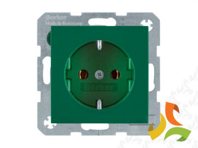 BERKER B.KWADRAT Gniazdo z uziemieniem schuko (samozaciski) zielony połysk 47438913 HAGER