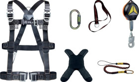 Szelki z 3 punktami zaczepowymi do asekuracji, kompletny zestaw, kolor Czarny, rozmiar: S/M/L, ELARA340HV2GT