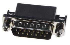 Złącze D-Sub 15-pinowe Męski Kąt prosty Przewlekany raster 2.77mm Złoto