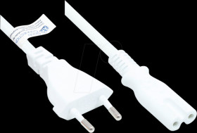 P0370-W025 Euro plug type C to C7 , white, 0.75 mm², 2.5 m