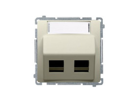 SIMON BASIC Pokrywa gniazd teleinformatycznych na Keystone skośna 2 podwójna z polem opisowym beż BMGKS2P.01/12 KONTAKT SIMON