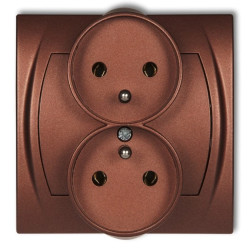 LOGO Gniazdo podwójne z/u brĄzowy metalik 9LGPR-2z
