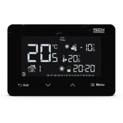 TECH ST-293 V2 - Regulator pokojowy bezprzewodowy dwustanowy kolor czarny szklany