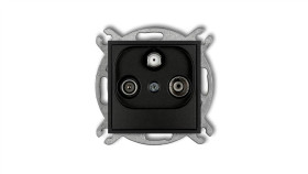 Mini Gniazdo Antenowe Rtv-Sat Końcowe Multimedialne (Internet) Czarny Mat 12Mgm