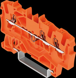 2201-1302 3-wire feed-through terminal, with pusher 1.5 mm², orange