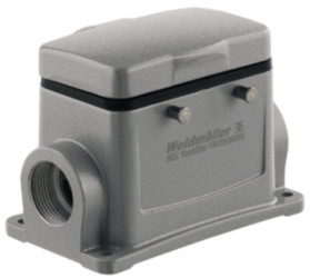 Surface mount housing, size A32, die-cast aluminum, 2 x M32, angled, cross bow locking, IP65, 1788050000