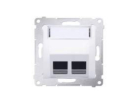 SIMON 54 Pokrywa gniazd teleinformatycznych na Keystone skośna podwójna z polem opisowym (moduł) biały DKP2S.01/11 KONTAKT SIMON